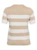 KAFFE curve Pullover in Beige/ Weiß