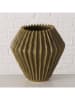 Boltze Vase "Plisseo" in Khaki - (H)23.5 x Ø 24 cm