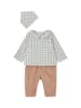 vertbaudet 3tlg. Outfit in Hellblau/ Weiß/ Hellbraun
