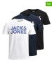 Jack & Jones Koszulki (3 szt.) "Jjecorp" w kolorze granatowo-biało-czarnym