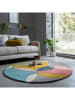 Flair Rugs Wollen tapijt "Glow" geel/turquoise/grijs