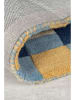 Flair Rugs Woll-Teppich "Lois Scallop" in Blau/ Gelb