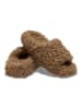 Crocs Leren slippers "Classic Doodle Fur Slide" lichtbruin