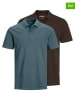 Jack & Jones Koszulki polo (2 szt.) "Jjebasic" w kolorze brązowo-niebieskim