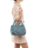 Mia Tomazzi Leder-Schultertasche "Maggiore" in Hellblau - (B)28 x (H)20 x (T)12 cm