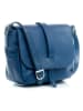 Lia Biassoni Leder-Umhängetasche "Mella" in Blau - (B)24 x (H)20 x (T)9 cm