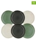 Ard'time 6-delige set: dinerborden "Mila" groen/wit - Ø 26 cm