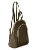 Anna Morellini Leren rugzak "Breta" kaki - (B)24 x (H)12 x (D)30 cm