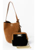 Anna Morellini Leder-Schultertasche "Pierina" in Hellbraun - (B)18 x (H)28 x (T)21 cm