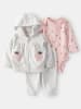 carter's 3tlg. Outfit in Grau/ Rosa
