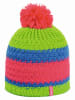 Döll Muts met pompon roze/groen/blauw