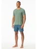 Schiesser Pyjama in Khaki/ Blau