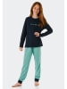 Schiesser Pyjama in Dunkelblau/ Türkis