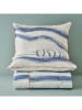 BELLA MAISON 3-delige satijnen beddengoedset "Marine" wit/blauw