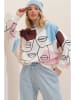 trendyol Sweatshirt in Braun/ Hellblau/ Creme