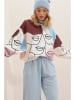 trendyol Sweatshirt in Braun/ Hellblau/ Creme