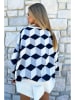 trendyol Sweatshirt in Dunkelblau/ Weiß/ Grau