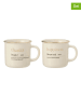 J Line 2-delige set: koppen "Happiness Thanks" wit/goudkleurig - (H)12,5 x Ø 9,5 cm