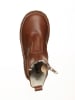 POM POM Leder-Boots in Hellbraun
