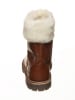 POM POM Leder-Winterstiefel in Hellbraun