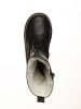 POM POM Leder-Winterstiefel in Schwarz
