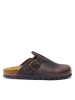 Mandel Leder-Clogs in Braun