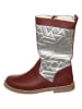 kmins Leder-Winterstiefel in Dunkelrot/ Silber