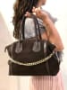 Marlon Leder-Schultertasche "Shania" in Schwarz - (B)36 x (H)21 x (T)12 cm