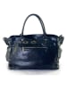 Marlon Leder-Schultertasche "Cecine" in Dunkelblau - (B)42 x (H)28 x (T)18 cm