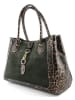 Marlon Leder-Schultertasche "Chelsey" in Braun/ Dunkelgrün - (B)34 x (H)26 x (T)14 cm