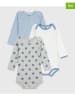 PETIT BATEAU 3-delige set: rompers lichtblauw/wit/grijs