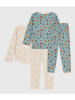 PETIT BATEAU 2er-Set: Pyjamas in Creme/ Grün