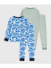 PETIT BATEAU 2er-Set: Pyjamas in Grün/ Blau