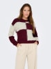 JDY Pullover in Bordeaux/ Weiß