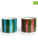 The Wild Hug 2er-Set: Becher "Wine Stripes" in Hellblau/ Rosa/ Grün - (H)7 cm