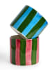 The Wild Hug 2er-Set: Becher "Wine Stripes" in Hellblau/ Rosa/ Grün - (H)7 cm