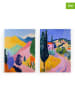 The Wild Hug 2-delige set: kunstdrukken op linnen "Village" - (B)40 x (H)60 cm