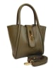 Florence Bags Leder-Henkeltasche "Davro" in Khaki - (B)22 x (H)18 x (T)12 cm