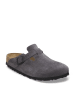 Birkenstock Leder-Clogs "Boston" in Grau - Weite N