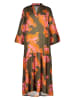 miss goodlife Jurk "Flowers" donkerbruin/oranje