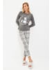 trendyol Pyjama in Grau/ Weiß