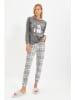 trendyol Pyjama in Grau/ Weiß