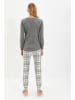 trendyol Pyjama in Grau/ Weiß