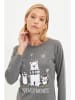 trendyol Pyjama in Grau/ Weiß