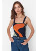 trendyol 2tlg. Set: Cardigan und Top in Dunkelblau/ Grün/ Orange