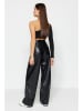 trendyol Kunstlederhose in Schwarz