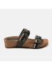 Lazamani Leren slippers zwart