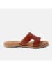 Lazamani Leren slippers lichtbruin