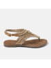 Lazamani Leren teenslippers lichtbruin