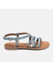 Lazamani Leren sandalen blauw